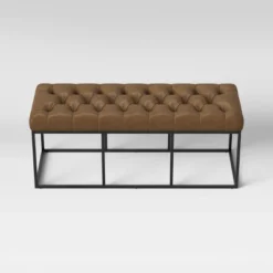 Trubeck Tufted Metal Base Bench Faux Leather Brown - Threshold™ -Brick Wall GUEST d28fde93 afcd 4869 a2f1 80cd3349f38f