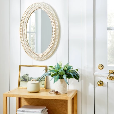 20" X 28" Light Woven Oval Mirror - Threshold™ Designed With Studio McGee 3 20" X 28" Light Woven Oval Mirror - Threshold™ Designed With Studio McGee