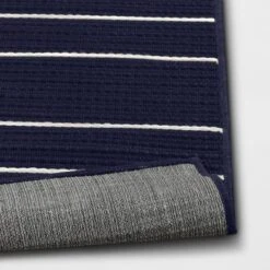 7'x10' Thin Stripe Rectangular Woven Outdoor Area Rug Navy/Ivory - Threshold™ -Brick Wall GUEST d8dd5e92 4349 401f 907f d39c6645ef8e