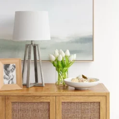 Brushed Linear Large Lamp Base Silver - Threshold™