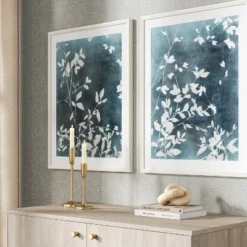 (Set Of 2) 24"x30" All Over Floral Framed Posters - Threshold™: Spring Botanical Nature Wall Art, White Frame