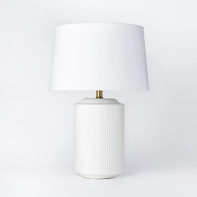 24"x16" Ceramic Assembled Table Lamp White - Threshold™ Designed With Studio McGee: Ribbed Design, Dimmable, UL Listed 3 24"x16" Ceramic Assembled Table Lamp White - Threshold™ Designed With Studio McGee: Ribbed Design, Dimmable, UL Listed