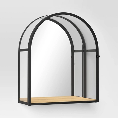 12"x14" Arched Mirrored Display Box Black - Threshold™: Modern Vertical Decor With Shelf 4 12"x14" Arched Mirrored Display Box Black - Threshold™: Modern Vertical Decor With Shelf - Image 2