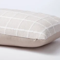 Oblong Woven Grid Decorative Throw Pillow Light Beige - Threshold™ Designed With Studio McGee: Cotton Ribbed, Indoor Rectangle Cushion -Brick Wall GUEST e0a5a835 1d1f 44e1 8c33 7751ce5df7fc