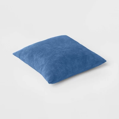 Washed Cotton Velvet Square Throw Pillow Blue - Threshold™: Indoor Use, Removable Cover, Hidden Zipper 4 Washed Cotton Velvet Square Throw Pillow Blue - Threshold™: Indoor Use, Removable Cover, Hidden Zipper - Image 2