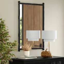 24"x33" Decorative Forged Metal Wall Mirror Black - Threshold™