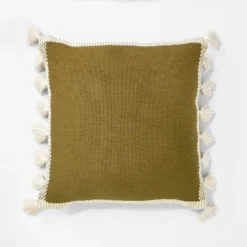 Woven Frame Square Throw Pillow With Side Tassels - Threshold™ Designed With Studio McGee -Brick Wall GUEST f0a5608e 34a9 4fe1 b492 5b1a9e62ecd1