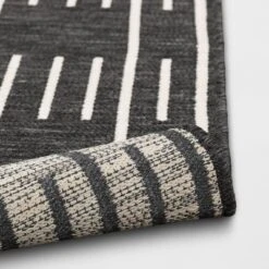 7'x10' Striped Checks Outdoor Rug Charcoal Gray - Threshold™ -Brick Wall GUEST f5f44781 890b 4762 871a a5856af9f681