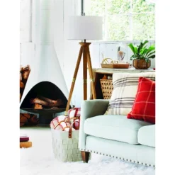 Oak Wood Tripod Floor Lamp Dark Brown - Threshold™ -Brick Wall GUEST f662f2ec 6ed0 4f35 8681 9ea5c84bfc7c