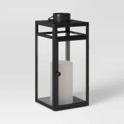 24" X 8" Decorative Metal Lantern Candle Holder Black - Threshold™ -Brick Wall GUEST f7a37f39 b593 42a1 9146 273a97636d2a