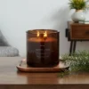 23oz XL 3-Wick Fennel + Pine Wooden Amber Glass With Wood Lid And Stamped Logo Amber Candle - Threshold™ -Brick Wall GUEST f97e7f56 2b88 45f1 b9bf 917ecf7e2463